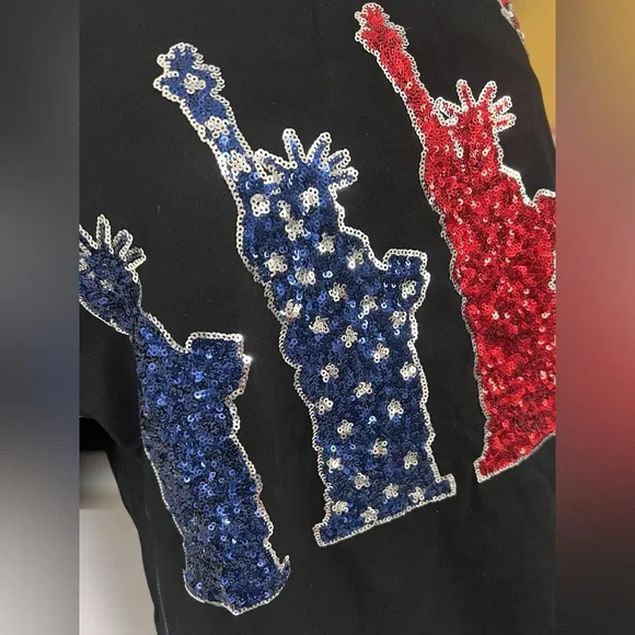 FANTASTIC FAWN sequin liberty patriotic oversized tee S M L - Picture 8 of 8